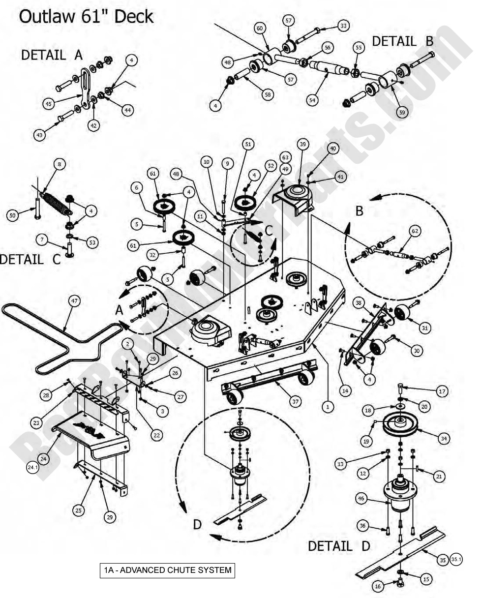 1425 - Bad Boy Mower Parts Lookup > 2016 > Diesel 1100cc > 61\" Deck Assembly